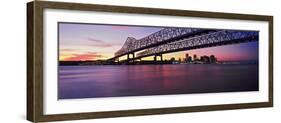 Twins Bridge over a River, Crescent City Connection Bridge, River Mississippi, New Orleans-null-Framed Photographic Print