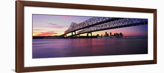 Twins Bridge over a River, Crescent City Connection Bridge, River Mississippi, New Orleans-null-Framed Photographic Print