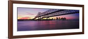 Twins Bridge over a River, Crescent City Connection Bridge, River Mississippi, New Orleans-null-Framed Photographic Print