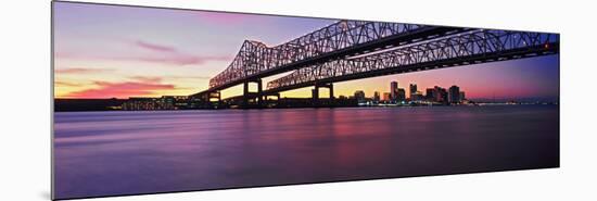 Twins Bridge over a River, Crescent City Connection Bridge, River Mississippi, New Orleans-null-Mounted Photographic Print