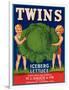 Twins Lettuce Label - Watsonville, CA-Lantern Press-Framed Art Print