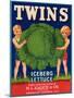 Twins Lettuce Label - Watsonville, CA-Lantern Press-Mounted Premium Giclee Print