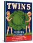 Twins Lettuce Label - Watsonville, CA-Lantern Press-Stretched Canvas