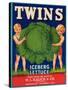 Twins Lettuce Label - Watsonville, CA-Lantern Press-Stretched Canvas