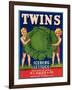 Twins Lettuce Label - Watsonville, CA-Lantern Press-Framed Art Print