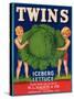 Twins Lettuce Label - Watsonville, CA-Lantern Press-Stretched Canvas