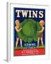 Twins Lettuce Label - Watsonville, CA-Lantern Press-Framed Art Print