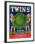 Twins Lettuce Label - Watsonville, CA-Lantern Press-Framed Art Print