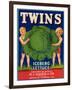 Twins Lettuce Label - Watsonville, CA-Lantern Press-Framed Art Print