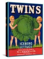 Twins Lettuce Label - Watsonville, CA-Lantern Press-Stretched Canvas