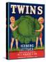 Twins Lettuce Label - Watsonville, CA-Lantern Press-Stretched Canvas