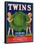 Twins Lettuce Label - Watsonville, CA-Lantern Press-Framed Stretched Canvas