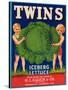 Twins Lettuce Label - Watsonville, CA-Lantern Press-Stretched Canvas