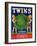 Twins Lettuce Label - Watsonville, CA-Lantern Press-Framed Art Print