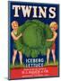 Twins Lettuce Label - Watsonville, CA-Lantern Press-Mounted Art Print
