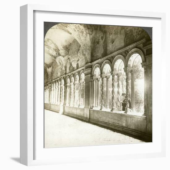 Twisted Columns in the Cloister, Basilica of St Paul Outside the Walls, Rome, Italy-Underwood & Underwood-Framed Photographic Print