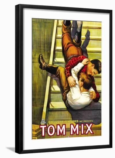 TWISTED TRAILS, Tom Mix on poster art, 1916-null-Framed Art Print