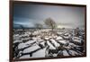 Twistleton Scar End in Snow, Ingleton, Yorkshire Dales, Yorkshire, England, United Kingdom, Europe-Bill Ward-Framed Photographic Print