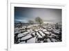 Twistleton Scar End in Snow, Ingleton, Yorkshire Dales, Yorkshire, England, United Kingdom, Europe-Bill Ward-Framed Photographic Print