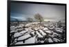 Twistleton Scar End in Snow, Ingleton, Yorkshire Dales, Yorkshire, England, United Kingdom, Europe-Bill Ward-Framed Premium Photographic Print