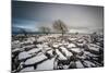 Twistleton Scar End in Snow, Ingleton, Yorkshire Dales, Yorkshire, England, United Kingdom, Europe-Bill Ward-Mounted Photographic Print