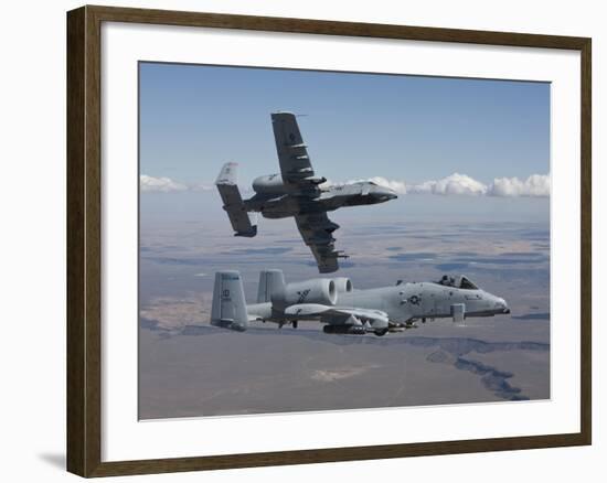 Two A-10 Thunderbolt's Fly Over the Saylor Creek Bombing Range, Idaho-Stocktrek Images-Framed Photographic Print