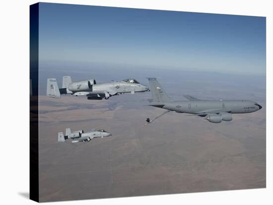 Two A-10C Thunderbolt's Prepare To Refuel from a KC-135 Stratotanker-Stocktrek Images-Stretched Canvas