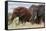 Two African elephants, one of them red for the color of the Tsavo's soil, Tsavo, Kenya.-Sergio Pitamitz-Framed Stretched Canvas