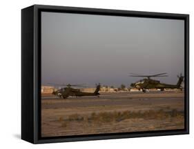 Two AH-64 Apache Helicopters Prepare for Takeoff-Stocktrek Images-Framed Stretched Canvas