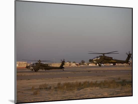 Two AH-64 Apache Helicopters Prepare for Takeoff-Stocktrek Images-Mounted Photographic Print