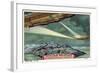 Two Airships Passing Each Other over Lake Lucerne-null-Framed Giclee Print