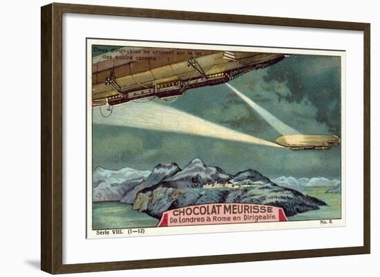 Two Airships Passing Each Other over Lake Lucerne-null-Framed Giclee Print