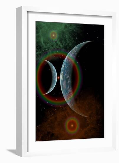 Two Alien Planets in a Distant Part of the Milky Way Galaxy-null-Framed Art Print
