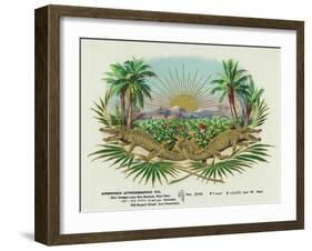 Two Alligators in a Tobacco Field Brand Cigar Box Label-Lantern Press-Framed Art Print