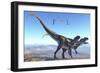 Two Allosaurus Dinosaurs Look for Prey on a High Mountain-null-Framed Art Print