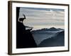 Two Alpine Ibex Dominate from Above the Spectacular View of the Italian Alps.-ClickAlps-Framed Photographic Print