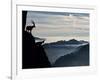 Two Alpine Ibex Dominate from Above the Spectacular View of the Italian Alps.-ClickAlps-Framed Photographic Print