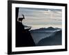 Two Alpine Ibex Dominate from Above the Spectacular View of the Italian Alps.-ClickAlps-Framed Photographic Print