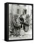 Two American Soldiers from the U.S. Corps of Engineers with a Little Girl and a Puppy-null-Framed Stretched Canvas