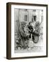 Two American Soldiers from the U.S. Corps of Engineers with a Little Girl and a Puppy-null-Framed Photographic Print