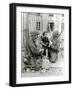 Two American Soldiers from the U.S. Corps of Engineers with a Little Girl and a Puppy-null-Framed Photographic Print