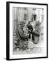 Two American Soldiers from the U.S. Corps of Engineers with a Little Girl and a Puppy-null-Framed Photographic Print