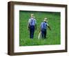 Two Amish Boys Walk with Their Golf Clubs Through a Field of Soy Beans-null-Framed Photographic Print