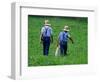 Two Amish Boys Walk with Their Golf Clubs Through a Field of Soy Beans-null-Framed Photographic Print