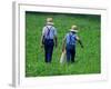 Two Amish Boys Walk with Their Golf Clubs Through a Field of Soy Beans-null-Framed Photographic Print