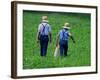 Two Amish Boys Walk with Their Golf Clubs Through a Field of Soy Beans-null-Framed Photographic Print