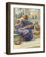 Two Ancient Greek Women Embroidering-null-Framed Art Print