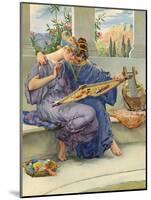 Two Ancient Greek Women Embroidering-null-Mounted Art Print