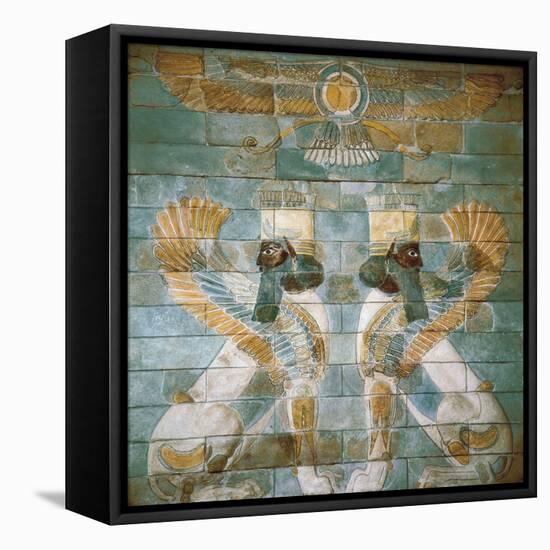 Two Androcephalic Sphynxes or Lions under the Great God Ahura Mazda-null-Framed Stretched Canvas