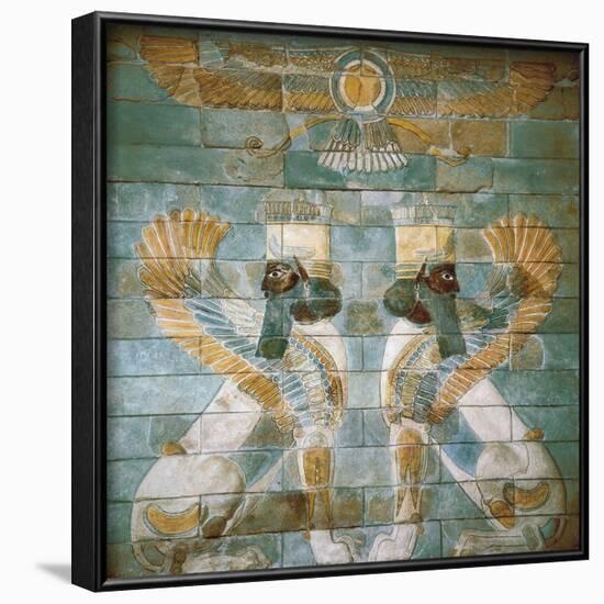 Two Androcephalic Sphynxes or Lions under the Great God Ahura Mazda-null-Framed Art Print